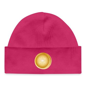 Pièce d’or noble avec ornements – avec style et panache - Bonnet bébé bio - hot pink - Devant