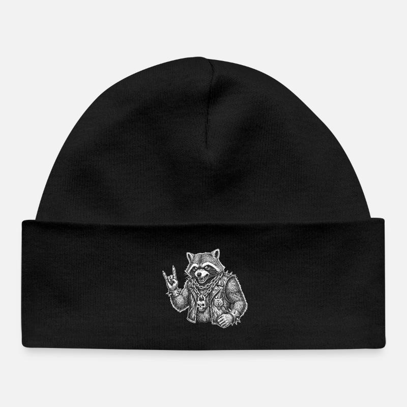 Drôle de musique rock de raton laveur rétro - Bonnet bébé bio - noir