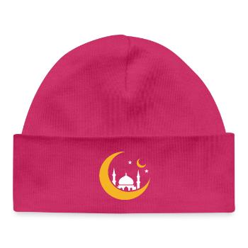 Islam Crescent Moon Mosque Silhouette - Baby Organic Beanie - hot pink - Front