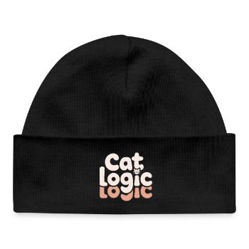  Cat Logic Lustiger Katzen Spruch Für - Baby Organic Mütze - Schwarz - Vorne