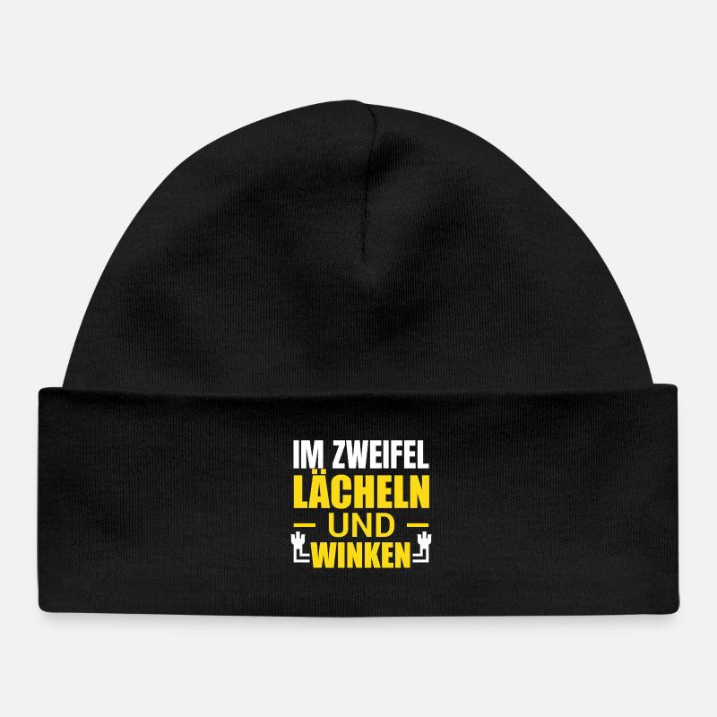 En cas de doute, souriez et faites signe - Bonnet bébé bio - noir