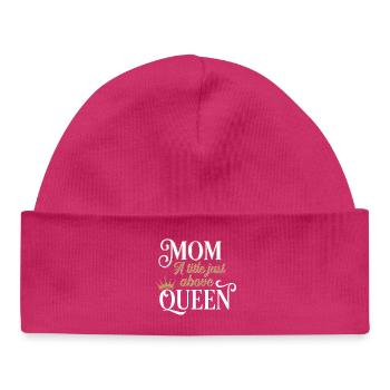 Mother Queen – Title Above - Baby Organic Beanie - hot pink - Front