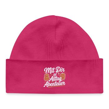 Avec toi, c’est la vie quotidienne aventure sac à dos amoureuse - Bonnet bébé bio - hot pink - Devant