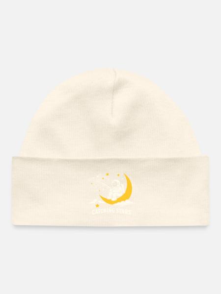 Astronaute à la pêche aux étoiles sur la Lune - Bonnet bébé bio - noir
