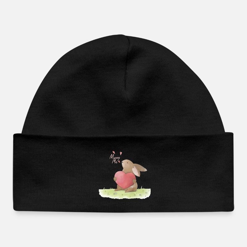 Illustration de demande en mariage : Demande en mariage - Bonnet bébé bio - noir