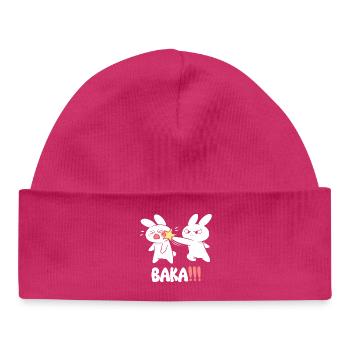 Baka Rabbit Slap Anime Funny Japanese Otaku - Baby Organic Beanie - hot pink - Front