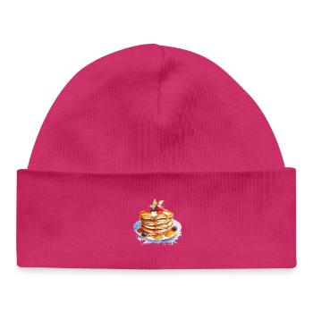 Watercolor pancakes with syrup - Baby Organic Beanie - hot pink - Front