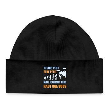 Petit mais je grimpe plus haut humour escalade - Bonnet bébé bio - noir - Devant