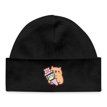 Capybara Schulkind – 1. Klasse - Baby Organic Mütze - Schwarz - Vorne