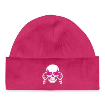 Skull and crossbones with fish - Baby Organic Beanie - hot pink - Front