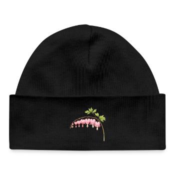 Fleur de printemps rose au cœur saignant - Bonnet bébé bio - noir - Devant