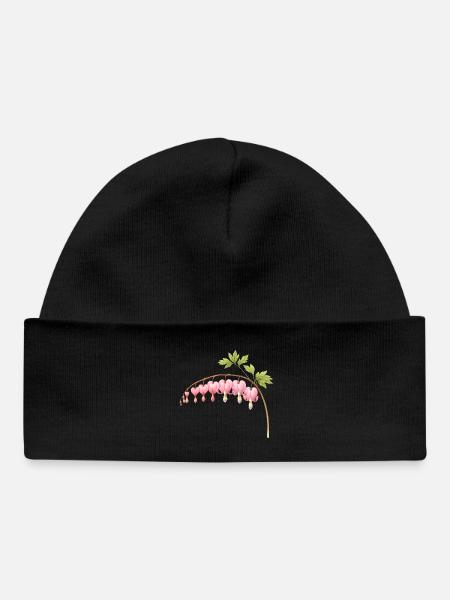 Fleur de printemps rose au cœur saignant - Bonnet bébé bio - noir