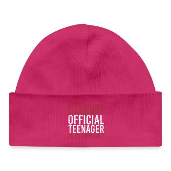 Warning Official Teenager Do Not Approach - Baby Organic Beanie - hot pink - Front