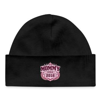Mama seit 2016 – Stolze neue Mama Design - Baby Organic Mütze - Schwarz - Vorne