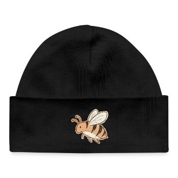 Oranger Cartoon Bienenstreifen Tiger - Baby Organic Mütze - Schwarz - Vorne