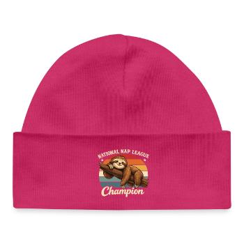 Nap Champion Sloth Shirt Funny Lazy Gift - Baby Organic Mütze - hot Pink - Vorne