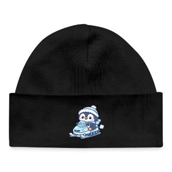 Penguin Snow Sled Magic - Baby Organic Beanie - black - Front