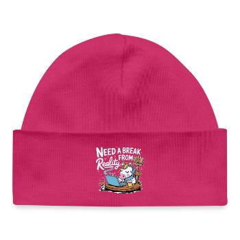 Unicorn Laptop Break Office Humor Laptop - Baby Organic Beanie - hot pink - Front