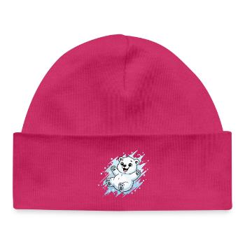 Fröhlicher Polarbär Spritzer - Baby Organic Mütze - hot Pink - Vorne