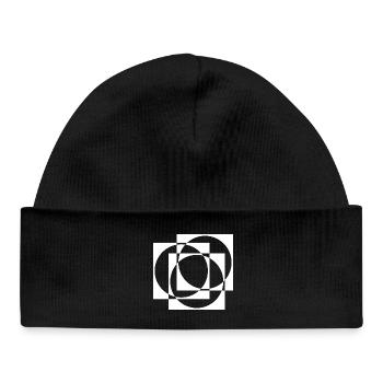 Geometric Circles and Squares Overlay - Baby Organic Beanie - black - Front