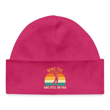 Neun Abschlag immer noch auf Par, 90. Golf-Geburtstag - Baby Organic Mütze - hot Pink - Vorne