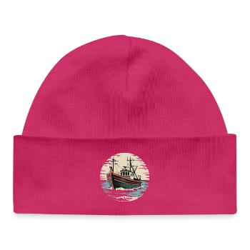  Fischerboot Auf Hoher See Vintage Seemann Maritim - Baby Organic Mütze - hot Pink - Vorne