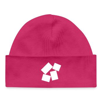 Composition des carrés en gras - Bonnet bébé bio - hot pink - Devant