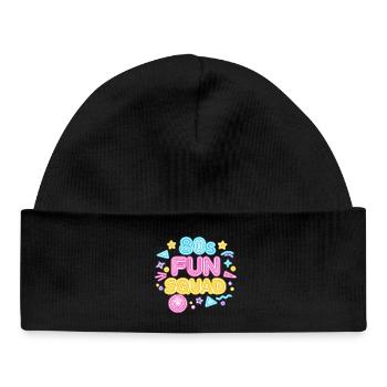 80er Fun Squad Neon Glow - Baby Organic Mütze - Schwarz - Vorne