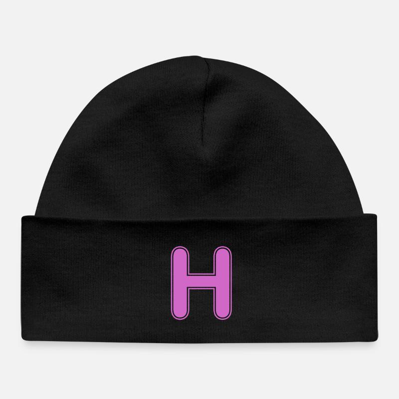 H lettre Alphabet Nom Épeller Cadeau - Bonnet bébé bio - noir