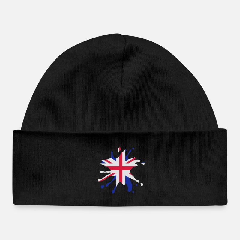 England patch - Baby Organic Beanie - black