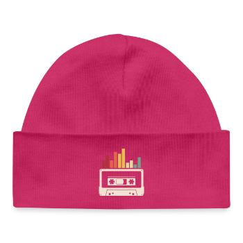 retro vintage Kassette Musik oldschool Rekorder - Baby Organic Mütze - hot Pink - Vorne