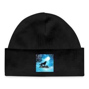 Loup génial dans la nuit - Bonnet bébé bio - noir - Devant