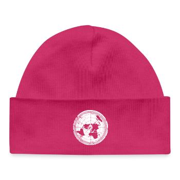Flache Erde Karte - Flat Earth Map - Baby Organic Beanie - hot pink - Front