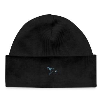 Battement de coeur effet colibri bleu - Bonnet bébé bio - noir - Devant