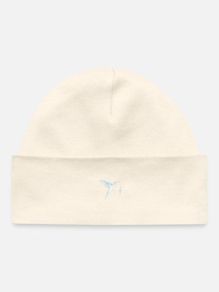 Battement de coeur effet colibri bleu - Bonnet bébé bio - noir