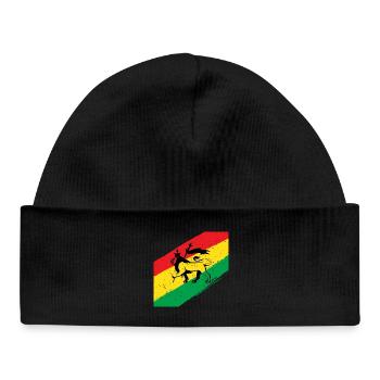 Lion rasta devant un drapeau tricolore - Bonnet bébé bio - noir - Devant