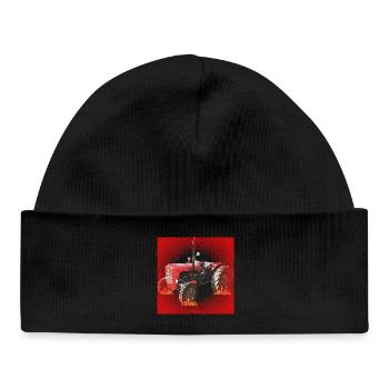 Fire-red tractor in the inferno - Baby Organic Beanie - black - Front