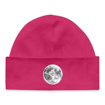 Nuit de pleine lune lune - Bonnet bébé bio - hot pink - Devant