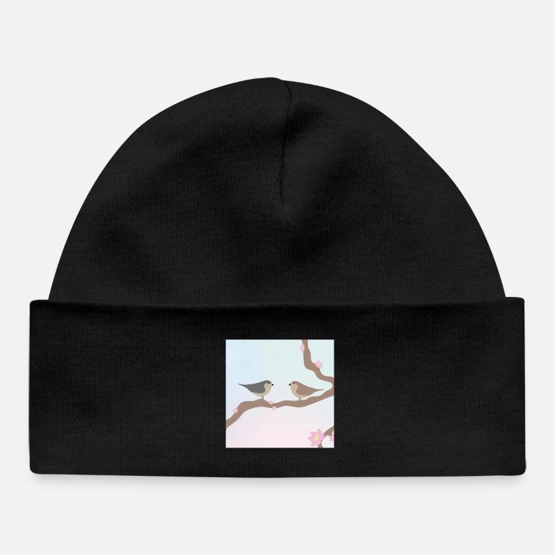 Spring birds - Baby Organic Beanie - black