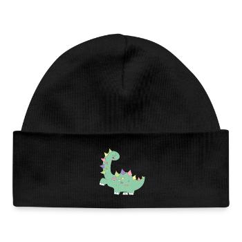 little green dinosaur with colorful dots - Baby Organic Beanie - black - Front