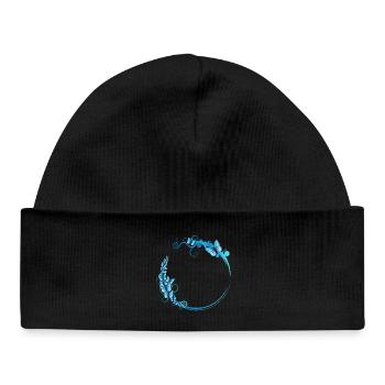 blue butterfly frame for your own texts - Baby Organic Beanie - black - Front