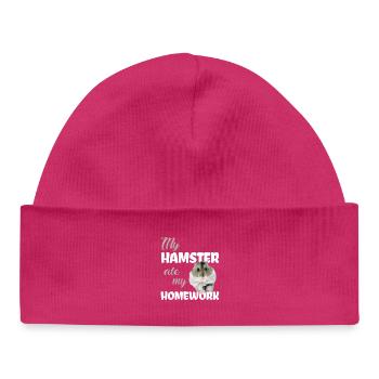 Hamster homework Funny saying - Baby Organic Beanie - hot pink - Front