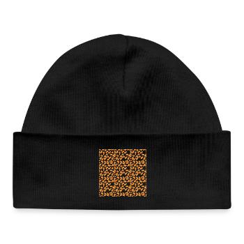 Motif léopard en orange sur noir - Bonnet bébé bio - noir - Devant