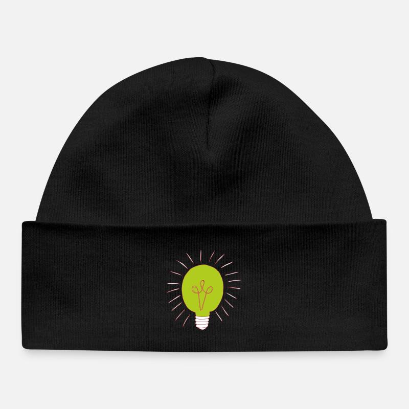 Neon green light bulb - Baby Organic Beanie - black