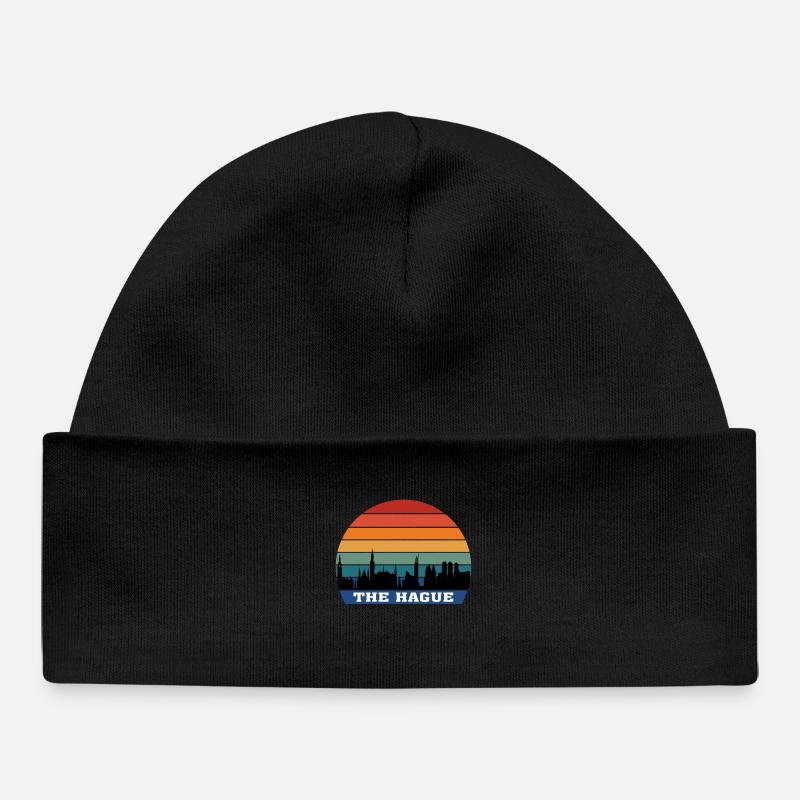 La Haye Skyline Silhouette Souvenir Pays-Bas - Bonnet bébé bio - noir
