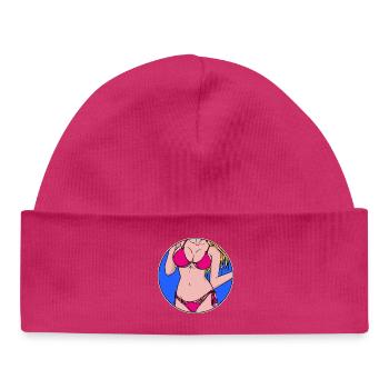 Surfeur fille bikini vacances plage mer été - Bonnet bébé bio - hot pink - Devant