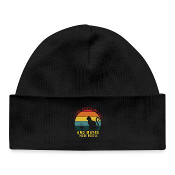 I Like Coffee Cats & Maybe 3 People Cat Coffee - Baby Organic Beanie - black - Front