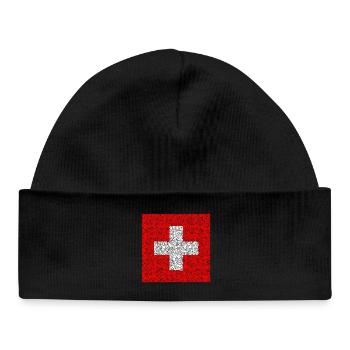 Swiss Flag mosaïque - Bonnet bébé bio - noir - Devant