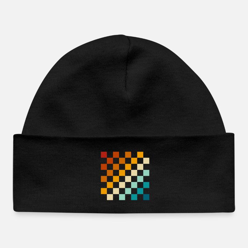 Échiquier rétro - Bonnet bébé bio - noir