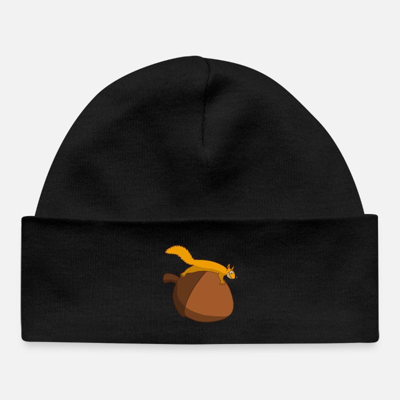 L'écureuil contre le gland - Bonnet bébé bio - noir